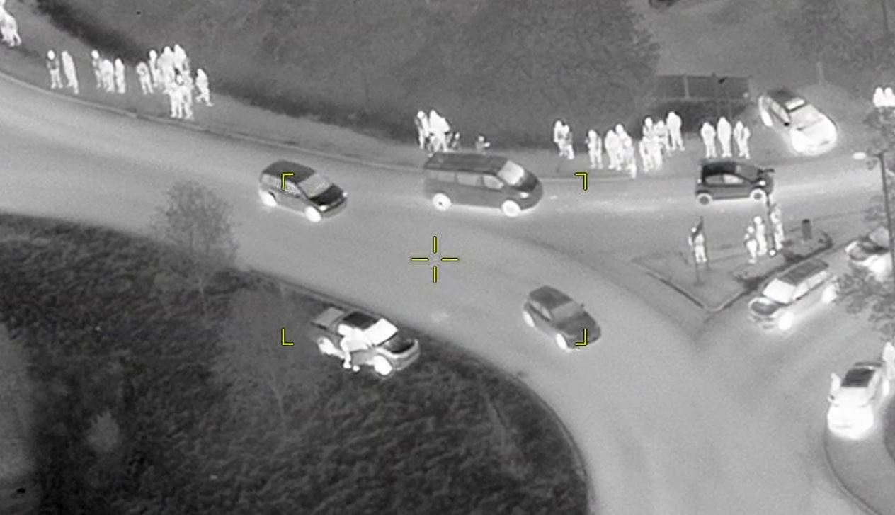 Police helicopter footage of a car meet on the A34