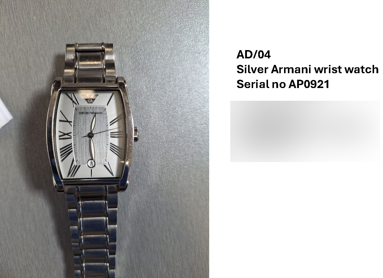AD04 Silver armani wrist watch.jpg
