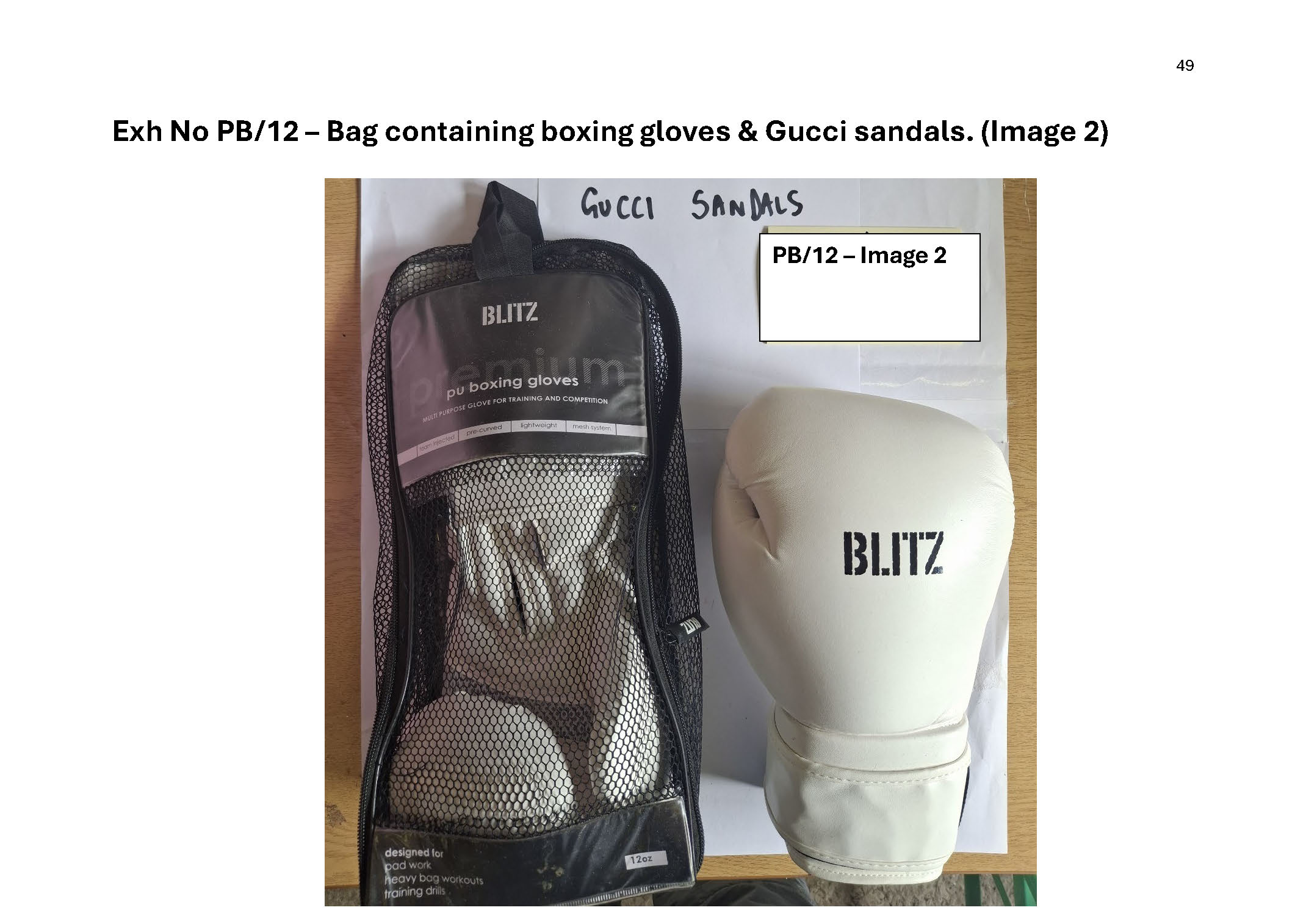 PB12 Bag containing boxing gloves and Gucci sandals - 2.jpg