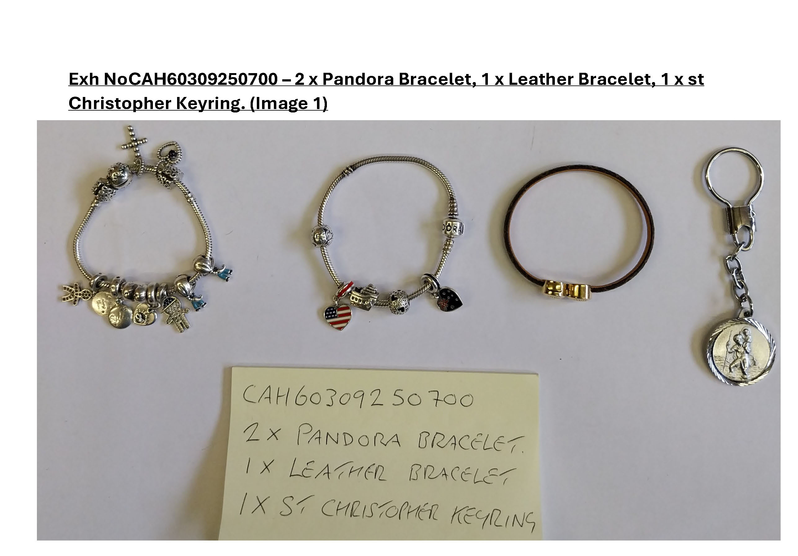 2 x Pandora bracelet 1 x leather bracelet 1 x Christopher keyring - 1.jpg
