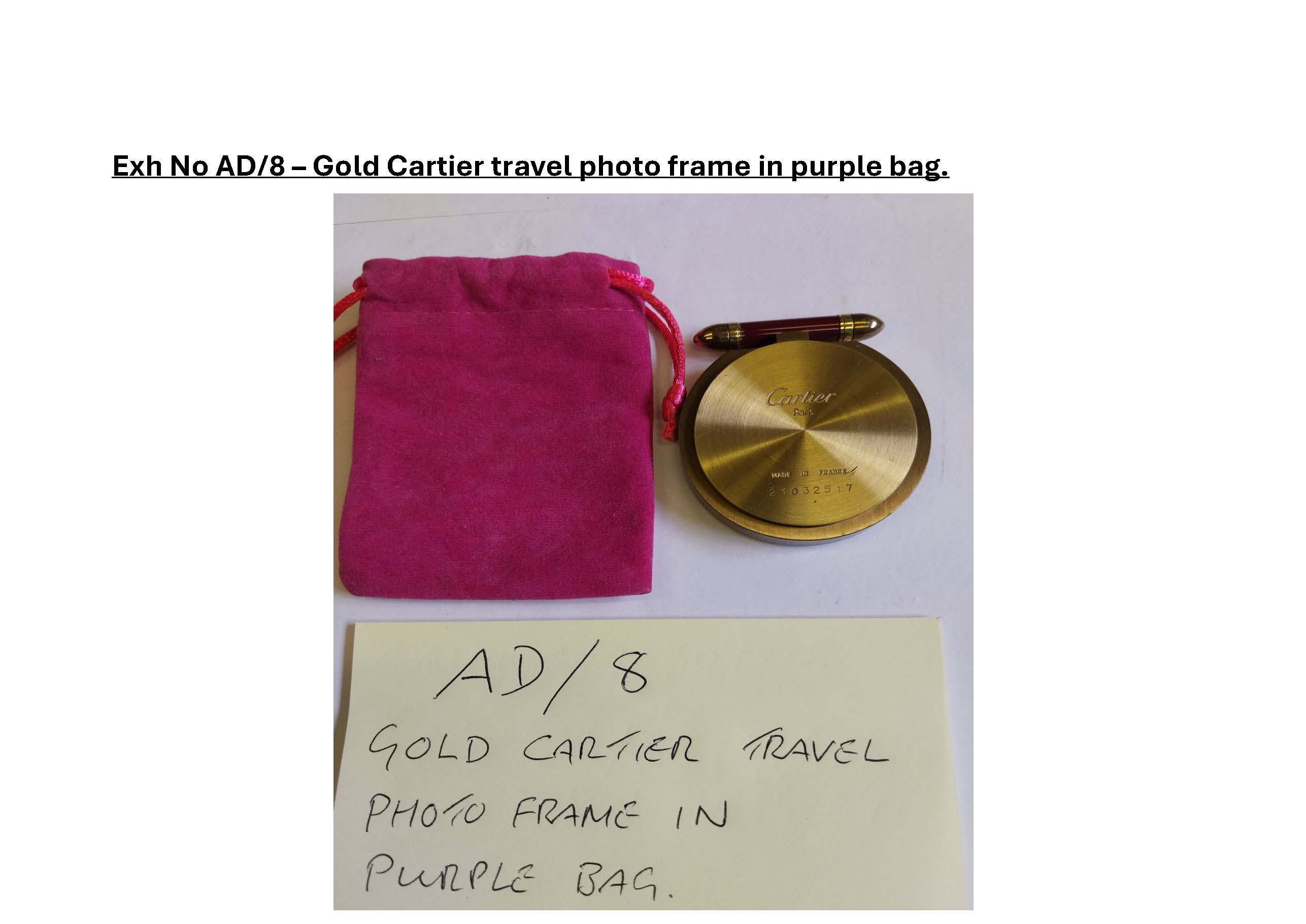 AD8 Gold Cartier travel photo frame in purple bag.jpg