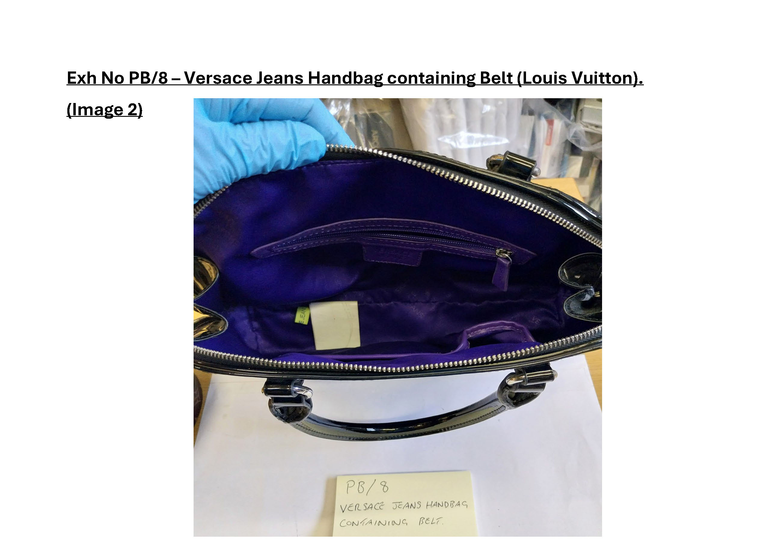 PB8 Versace Jeans handbag containing Louis Vuitton belt - 2.jpg